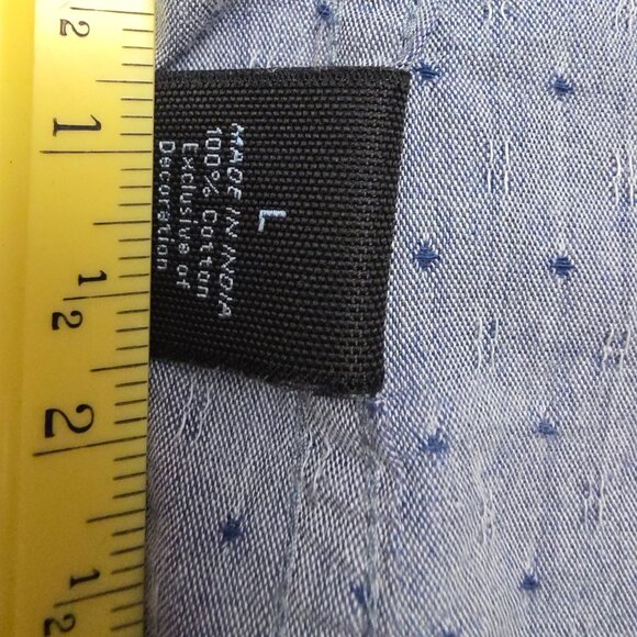 Marc Anthony Slim Fit Men Short Sleeve Button-Up Shirt Size L Blue Dotted Cotton - Picture 7 of 7